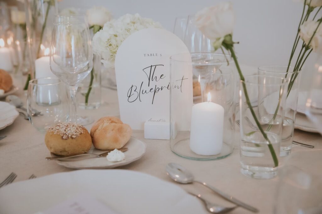 Elegant wedding table setting at a destination wedding in Lisbon